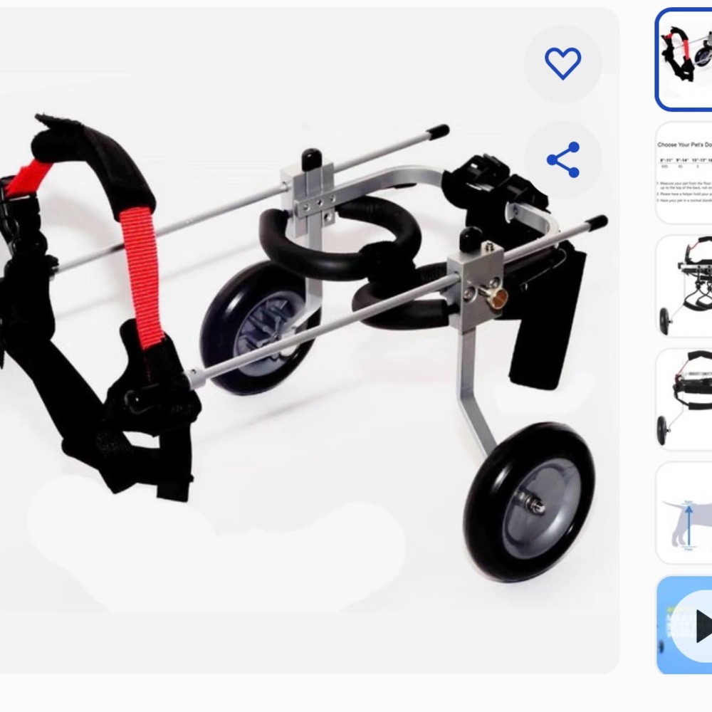 Adjustable Pet Wheelchair - Black and Silver